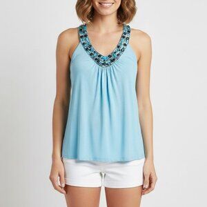 Blue beaded Racer‎ Back  Top